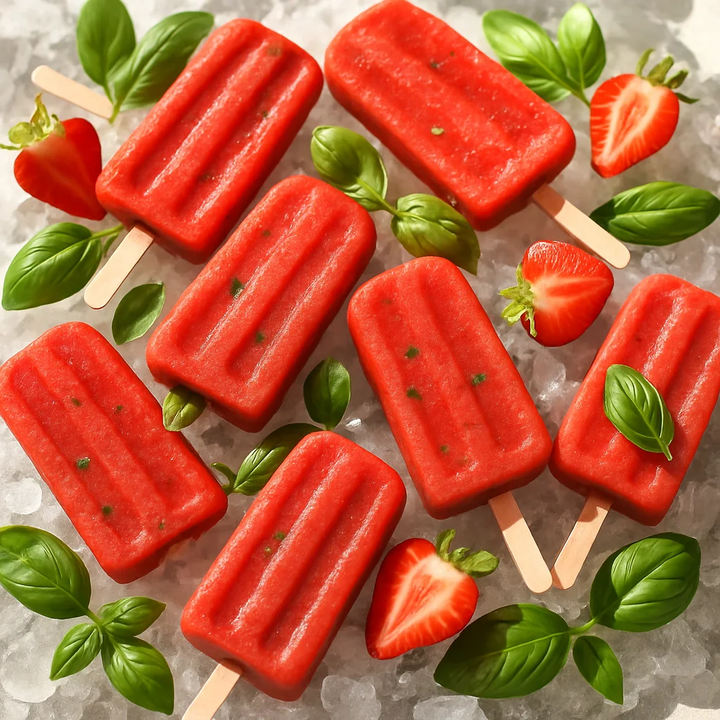 Ghiaccioli Fragola e Basilico Fresco — immagine generata con AI — foto 1